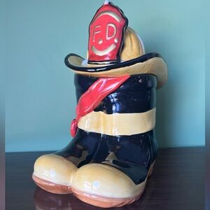 Firefighter Boot-Themed Cookie Jar